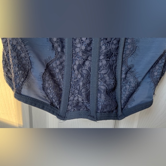 UO Out From Under Modern Love Lace Corset in Slate Blue - Picture 7 of 16